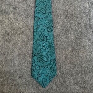 Carolina Bay Mens Teal Black Paisley Necktie Polyester Classic Formal Dress Tie